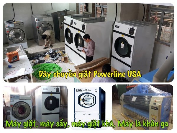 Mô hình giặt là sử dụng máy giặt công nghiệp Mỹ Và Hàn Quốc 